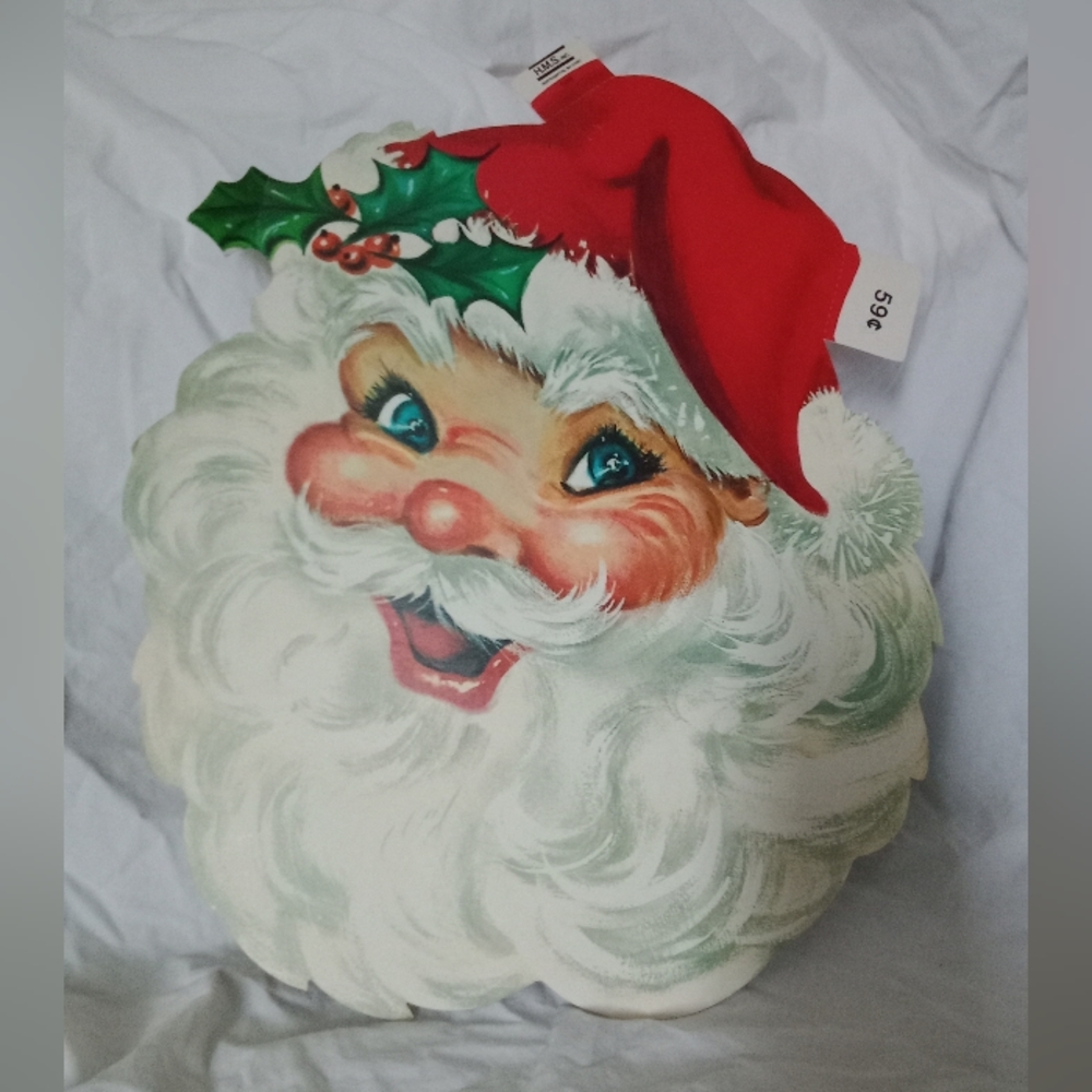 Vintage Santa Die Cut Christmas Wall Decor 13 3/8" Long